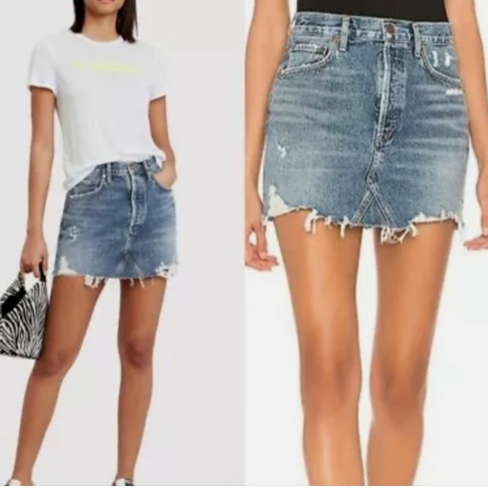 Agolde Quinn‎ High Rise Denim Mini Skirt